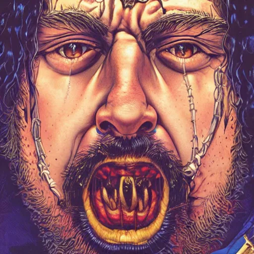 Image similar to portrait closeup of crazy post malone, symmetrical, by yoichi hatakenaka, masamune shirow, josan gonzales and dan mumford, ayami kojima, takato yamamoto, barclay shaw, karol bak, yukito kishiro