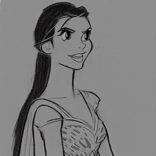 Image similar to milt kahl sketch of victoria justice as princess padme from star wars