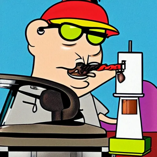 Image similar to master shake athf smoking from a bong