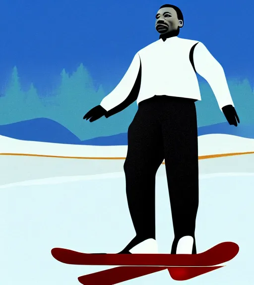 Image similar to martin luther king riding a snowboards in summer on the beach, photorealistic, 4 k, sharp, highly detailed,