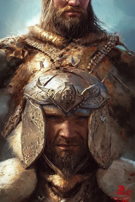 Prompt: portrait of the viking wearing the legendary loot headgear by artgerm and Craig Mullins, James Jean, Andrey Ryabovichev, Mark Simonetti and Peter Morbacher 16k