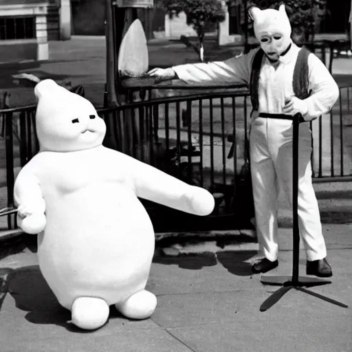 Image similar to Pillsbury doughboy 1960s street performers