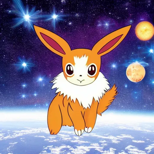 Prompt: Eevee in space