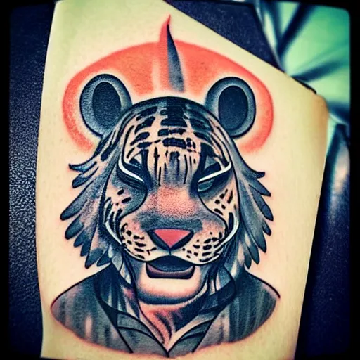 Prompt: “Tattoo of Kellogg’s Tony the Tiger wearing a pirate’s hat and eye patch”