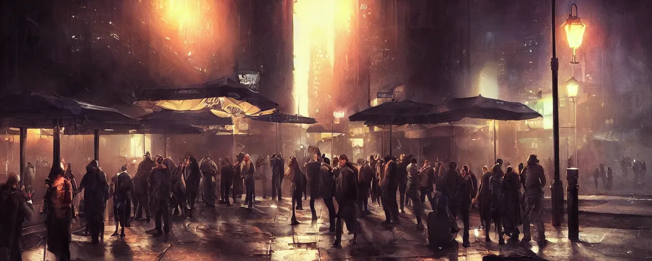 Prompt: some people waiting at the bus stop in the dark city night. most epic dramatic scene. epic cinematic hyperrealism masterpiece. realistic poster with shaded lighting by craig mallismo, artgerm, jeremy lipkin and michael garmash, unreal engine, radiant light, detailed and complex environment, digital art, art station trends