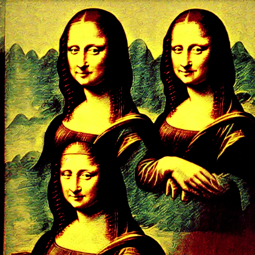 Prompt: the mona lisa painted by andy warhol