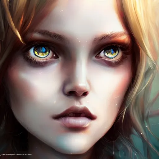 Image similar to ! close up of a pretty girls eyes, holy, character concept art, intricate complexity, by wlop, by charlie bowater, by quixel megascan, by artgerm and by ilya kushinov