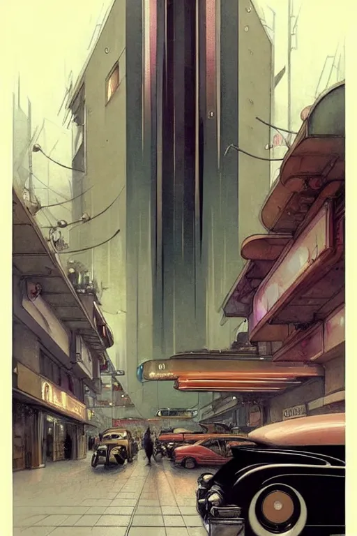 Prompt: ( ( ( ( ( taliesin 1 9 5 0 s retro future art deco city street design. muted colors. ) ) ) ) ) by jean - baptiste monge!!!!!!!!!!!!!!!!!!!!!!!!!!!!!!