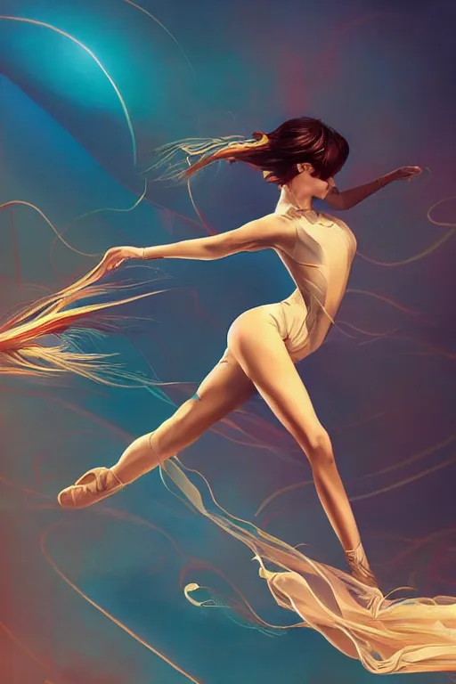 Image similar to dancer in the wind by artgerm, retrofuturism, reimagined by industrial light and magic