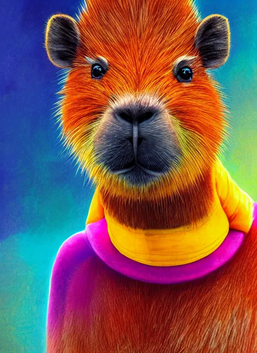 Prompt: detailed full body concept art illustration colorful oil painting of a capybara sailor in full intricate colorful clothing, ultra detailed, digital art, octane render, 4k