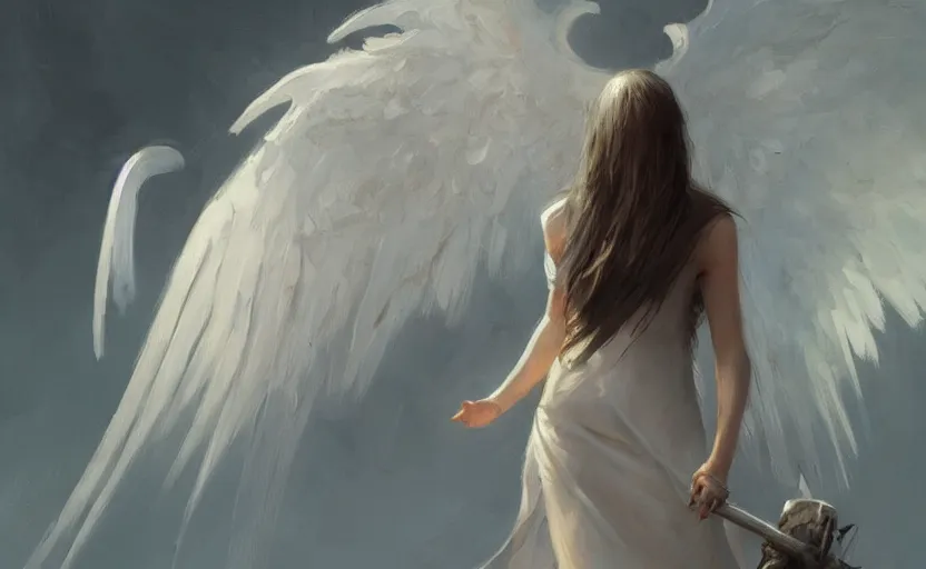 Image similar to A painting of an Angel trending on artstation in the style of Greg Rutkowski