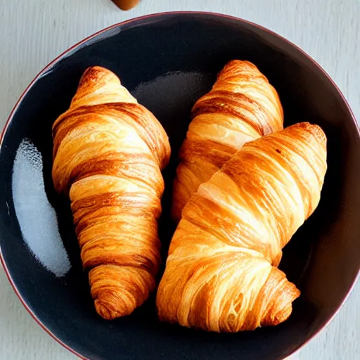 Image similar to croissants in a ceramic bowl