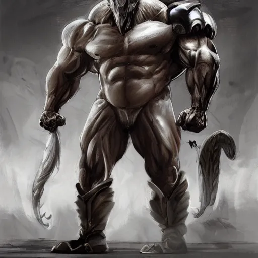 Image similar to an exaggeratedly muscular anthropomorphized horse with a magnificently muscular physique wearing a combat uniform standing in a facility, long white mane, proportionally enormous arms, equine, anthro art, furaffinity, highly detailed, digital painting, artstation, concept art, illustration, art by artgerm, greg rutkowski, ruan jia