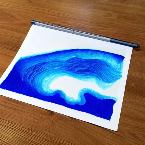 Image similar to a beautiful plotter drawing of the sea, highly detailed, axidraw, blue and white color scheme