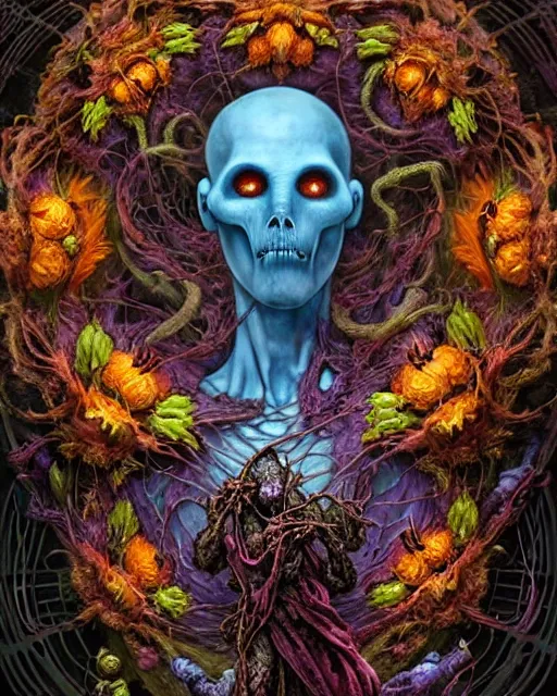 Image similar to the platonic ideal of flowers, rotting, insects and praying of cletus kasady ultimate carnage thanos dementor wild hunt doctor manhattan chtulu nazgul mandelbulb davinci, d & d, fantasy, ego death, detailed, intricate, hyperrealism, intense, scary, decay, dmt, art by artgerm and greg rutkowski and alphonse mucha