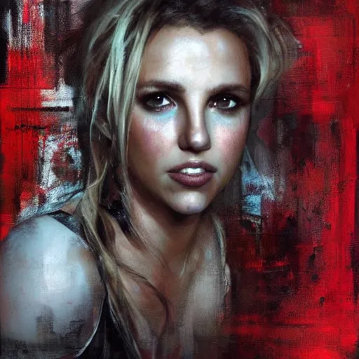 Prompt: britney spears and scarlett johansson morphed together, hybrid, jeremy mann painting