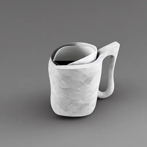 Image similar to a pestel palette marble sculpture of leaf textured coffee cup by Zaha Hadid , 3d architecture, masterpiece