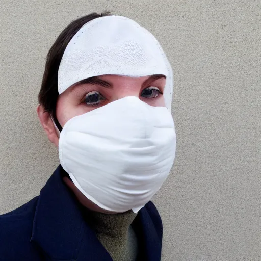 Prompt: portrait of a person wearing featureless white cosplay mask