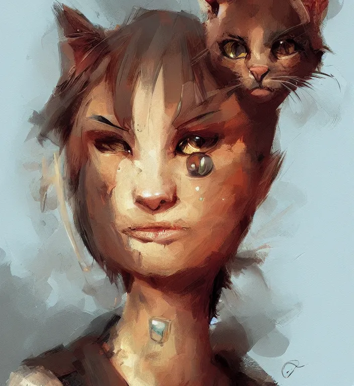 Prompt: anthropomorphic female cat, character art, illustration, digital art painting, trending on artstation, by craig mullins