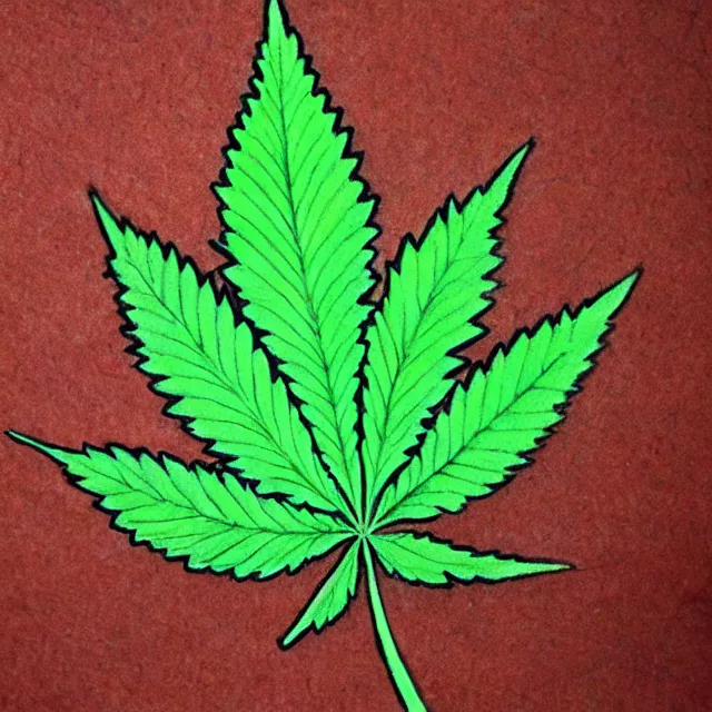 Prompt: cannabis leaf with a face, colored pencil illustration