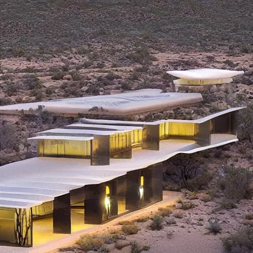 Prompt: biophilic conceptual hotel in the desert, high detaild, realistic, golden ratio