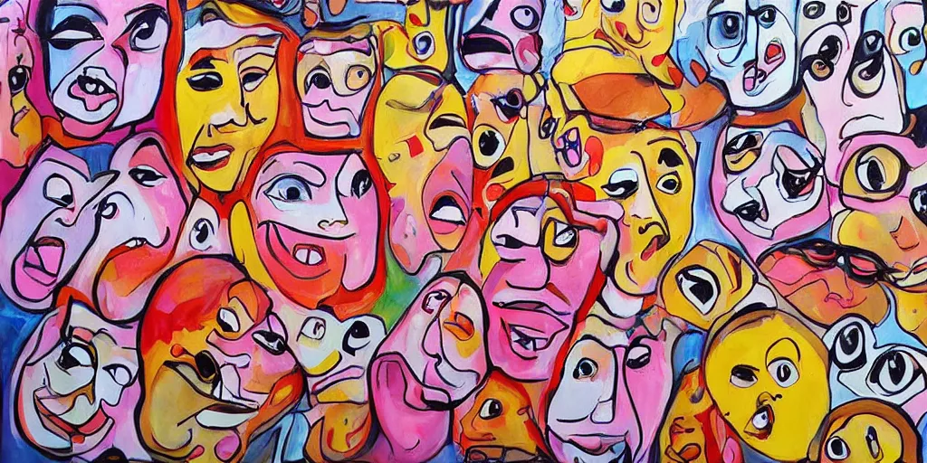 Prompt: detailed painting of funny faces