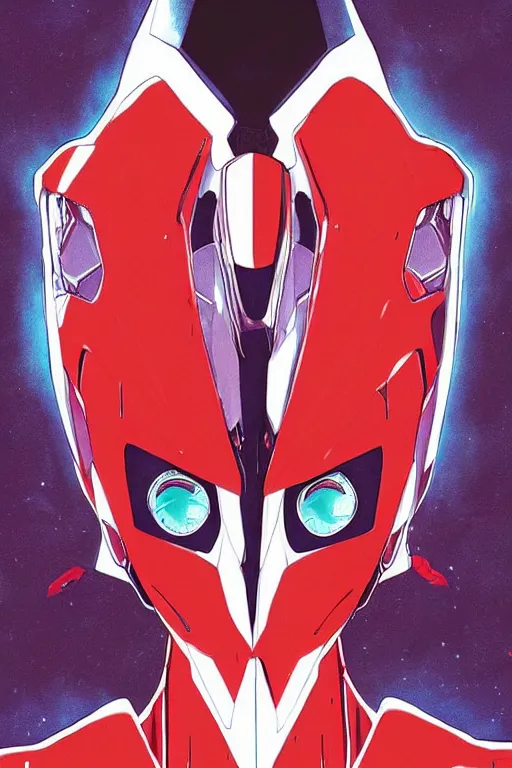 Prompt: a close up of a evangelion, drawn by robbie trevino and laurie greasle, perfectly symmetrical, poster, digital art, comic art, concept art