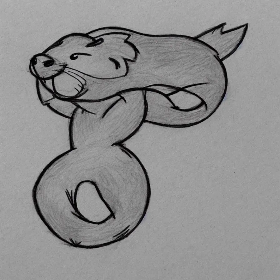 Image similar to pencil sketch!!! of a stylized otter symbol logo!!!