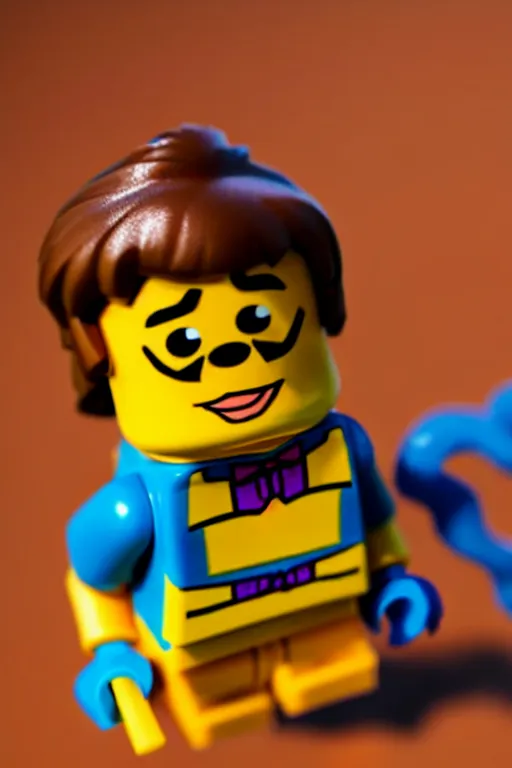 Image similar to closeup studio photograph of a scooby doo lego mini figurine, depth of field, 5 0 mm, 8 k, soft vignette