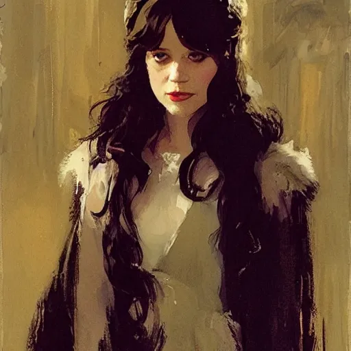 Prompt: zooey deschanel as john snow, intricate, elegant, highly detailed, greg manchess, mucha, liepke, ruan jia, jeffrey catherine jones, ridley scott