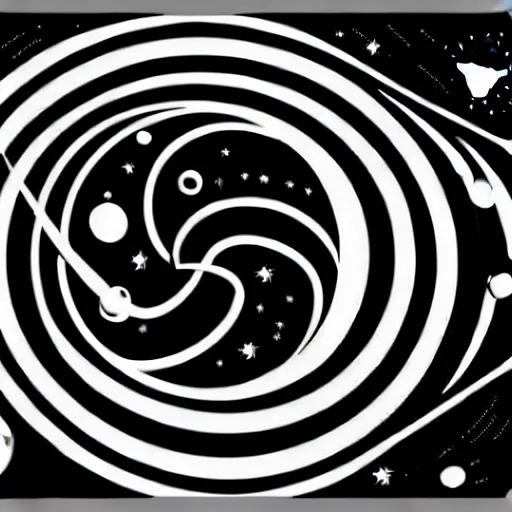 Image similar to black and white sci - fi space - themed svg vector art panel for cnc plasma, laser, stencil, unique space design