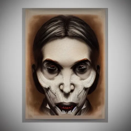 Prompt: symmetrical semi - realistic modern artnouveau mysterious creepy maniac portrait from layers of fear highly detailed sharp focus