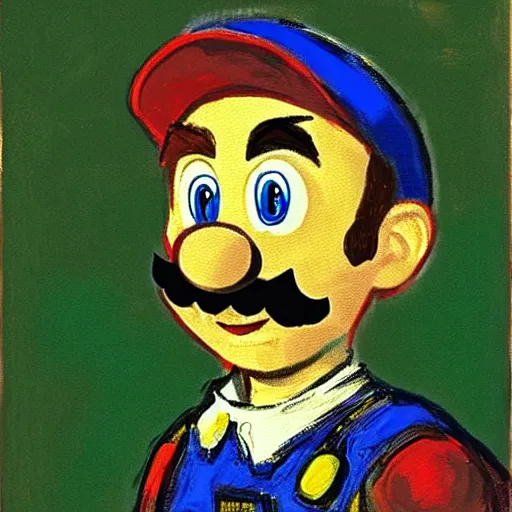 Prompt: portrait of super mario from Nintendo, painted by Vincent van gogh