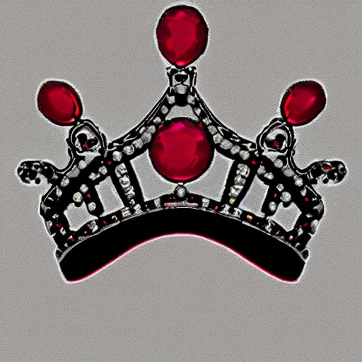 Image similar to a crown with 3 red gems on it, symmetrical, digital art