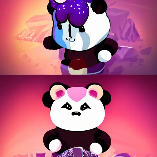 Image similar to knit candypunk panda, high - quality, character design : : 2 beautiful lighting, magicpunk, dollpunk, 1 6 k, oled