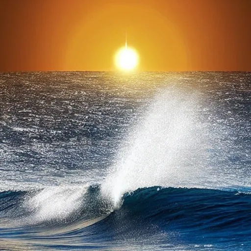 Prompt: the photo shows a large, disk - shaped object hovering in the sky above the ocean waves and mountains. the object appears to be surrounded by a golden bright aura. there is no sign of any engines or propulsion system. the photo was taken by a professional photographer.