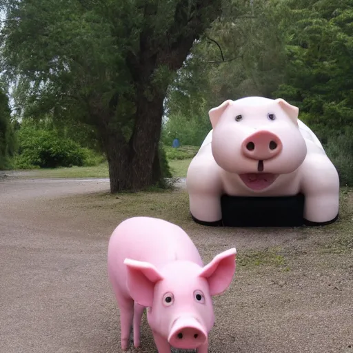 Image similar to a pig and the pink panther make friends