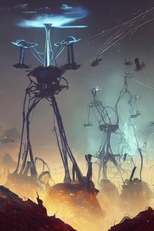 Image similar to war of the worlds 2 0 2 2, tooth wu, dan mumford, beeple, wlop, rossdraws, james jean, marc simonetti, artstation giuseppe dangelico pino and michael garmash and rob rey and greg manchess and huang guangjian and makoto shinkai