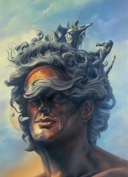 Image similar to portrait of strongmale god of the moon, strong line, deep color, beautiful! coherent! by boris vallejo