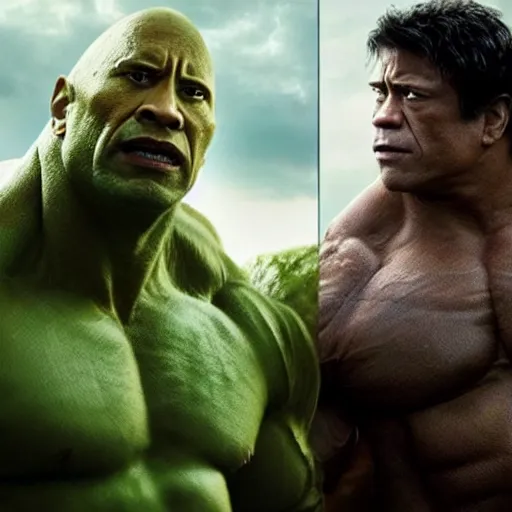 Image similar to Dwayne the rock Johnson plays the Incredible Hulk in new ultra hd movie, IMAX