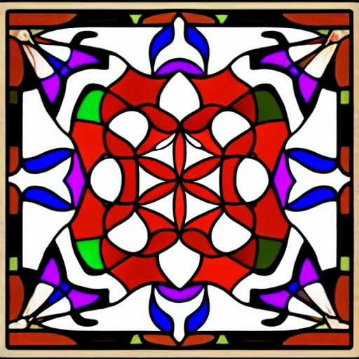 Prompt: stained glass of fractal geometry