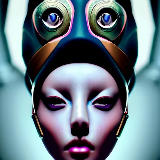 Prompt: Colour aesthetic Caravaggio style full body Photography of Highly detailed beautiful cybertronic alienWoman with 1000 year old detailed face wearing highly detailed retrofuturistic sci-fi Neural interface designed by Hiromasa Ogura . In style of Josan Gonzalez and Mike Winkelmann and andgreg rutkowski and alphonse muchaand and Caspar David Friedrich and Stephen Hickman and James Gurney and Hiromasa Ogura. Rendered in Blender and Octane Render volumetric natural light