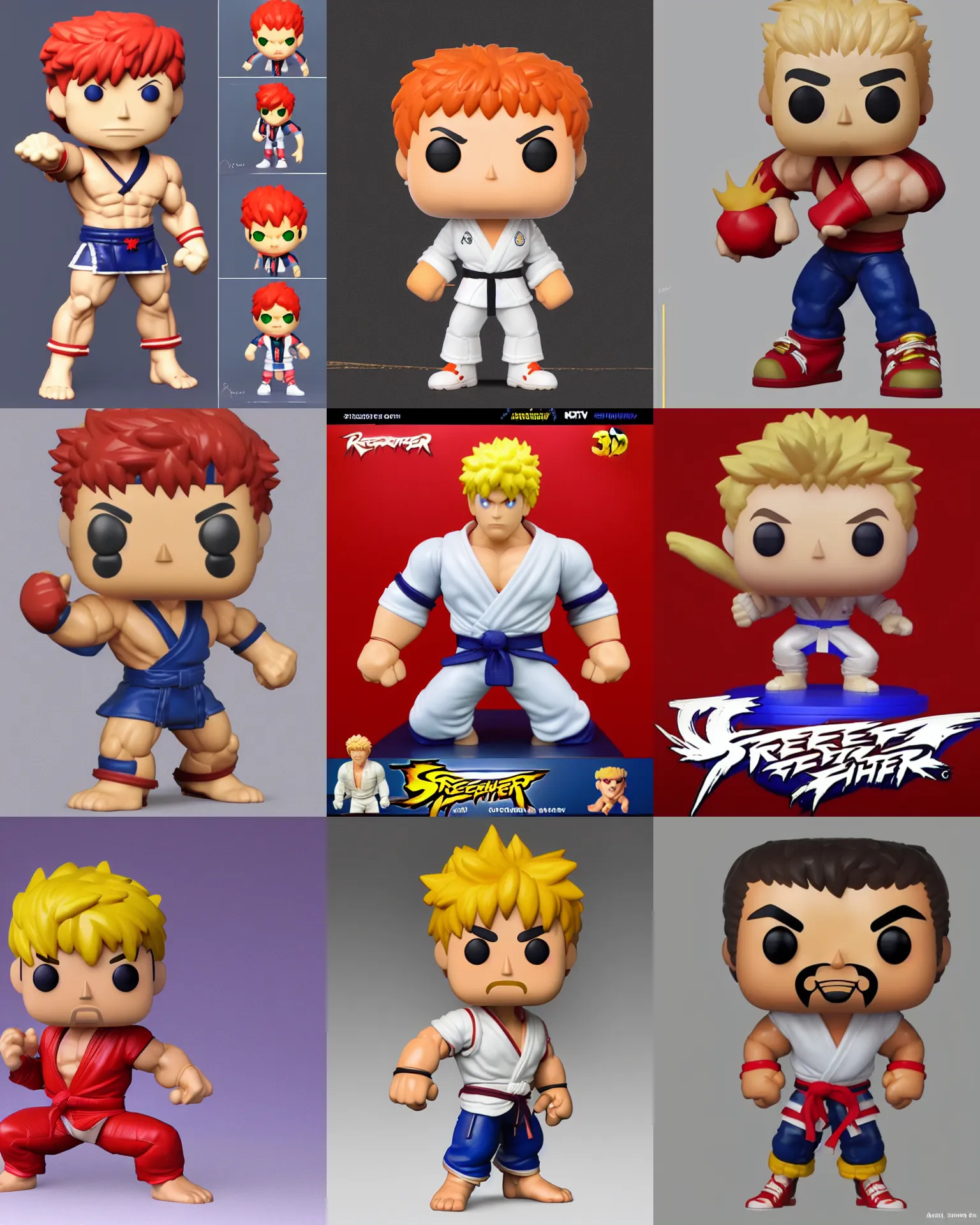 Prompt: full body 3 d render of streetfighter ken as a funko pop!, studio lighting, white background, single body, no shadow, blender, trending on artstation, 8 k, highly detailed