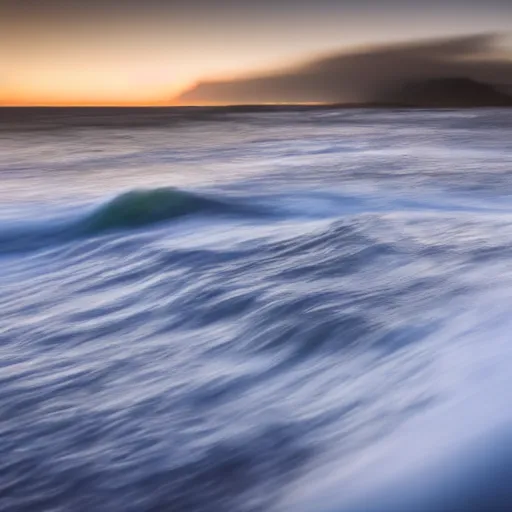 Image similar to long exposure shot of waves crashing against a cliff