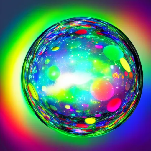 Prompt: cosmos in a glass sphere in a psychedelic background