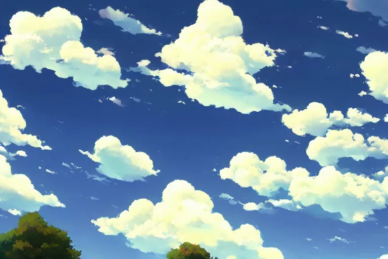Prompt: stylized clouds, blue sky by makoto shinkai, pixar