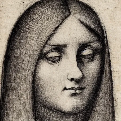 Image similar to sketch of a woman face by leonardo da vinci