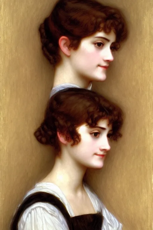 Image similar to jane austen brown hair, painting by rossetti bouguereau, detailed art, artstation