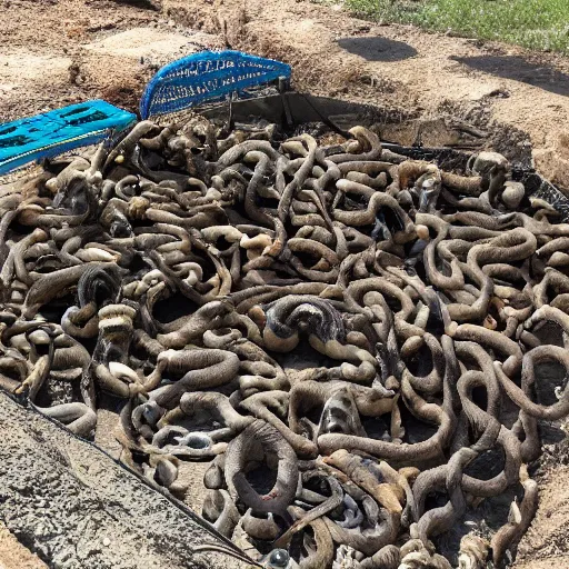 Image similar to pit of venomous snakes next to children's playground