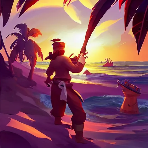 Image similar to painting treasure on sea of thieves game smooth median photoshop filter cutout vector, behance hd by jesper ejsing, by rhads, makoto shinkai and lois van baarle, ilya kuvshinov, rossdraws global illumination